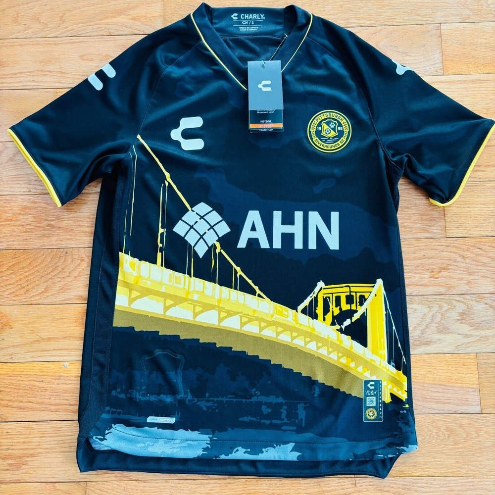 Pittsburgh Riverhounds Jersey Mens S Charly SC Three Rivers Authentic NEW‎